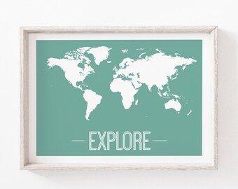 Printable Wall Art, Wall Art Prints, Travel Print, Instant Download, World Map Print, Minimalist Print, Modern Art, Wall Art, Map Wall Art