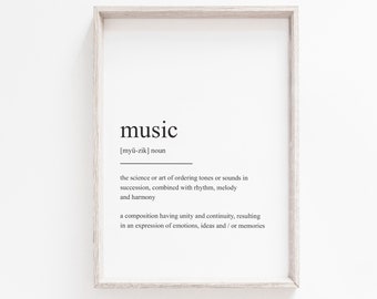 Printable Wall Art, Music Definition Print, Wall Art Prints, Instant Download, Quote Prints, Minimalist Print, Modern Art, Music Print, Art