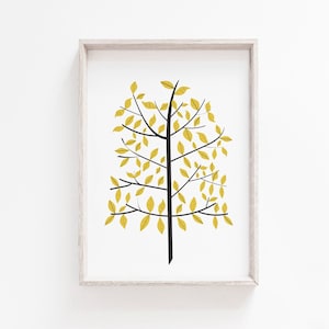 Printable, Wall Art, Tree Print, Printable Art, Tree Printable, Tree Wall Art, Wall Art Print, Minimalist Print, Yellow, Prints, Scandi