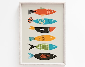 Mid Century Modern, Fish Print, Printable Wall Art, Fish Wall Art, Mid Century Print, Fish, Printable Art, Printable, Mid Century Wall Art