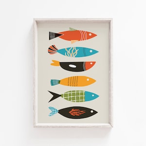 Mid Century Modern, Fish Print, Printable Wall Art, Fish Wall Art, Mid Century Print, Fish, Printable Art, Printable, Mid Century Wall Art