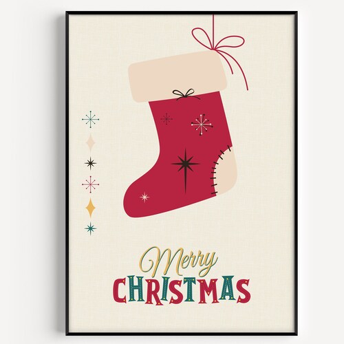 Christmas Printable Mid Century Modern Printable Wall Art - Etsy