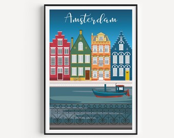 Amsterdam Print, Amsterdam, Wall Art, Travel Print, Art Print, Amsterdam Printable, Amsterdam Gift, Amsterdam Poster, Printable Wall Art