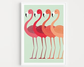 Flamingo Print, Flamingo, Wall Art, Flamingo Printable, Art Print, Flamingo Wall Art, Scandi Printable, Minimalist Art, Instant Download