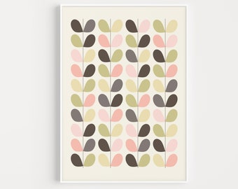 Printable Wall Art, Printable, Mid Century, Wall Art, Wall Art Prints, Pink, Leaves Print, Minimalist Print, Modern Art, Instant Download