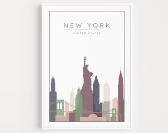 New York Wandkunst, Kunstdruck, New York Druck, New York Poster, New York, Reiseplakat, druckbare Wandkunst, Reisedruck, New York druckbare