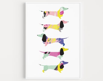 Printable Wall Art, Wall Art Prints, Sausage Dog Print, Instant Download, Nordic Print, Minimalist Print, Modern Art, Wall Art, Dog Prints