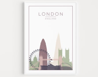 Afdrukbaar Londen, Londense muurkunst, reisprint, kunstprint, Londen print, kunst aan de muur, Londen poster, Londen, reisposter, afdrukbare muurkunst