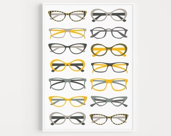 Printable Wall Art, Glasses Wall Art, Wall Art Prints, Glasses Print, Wall Art, Printables, Minimalist Print, Modern Art, Instant Download