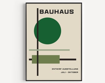 Groene afdrukbare, Bauhaus-print, groene muurkunst, afdrukken, cirkelprint, Wall Art Print, groen, Bauhaus-afdrukbare, groene print, boho kunst aan de muur
