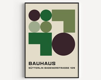 Groene afdrukbare, Bauhaus-print, groene muurkunst, afdrukken, cirkelprint, Wall Art Print, groen, Bauhaus-afdrukbare, groene print, boho kunst aan de muur