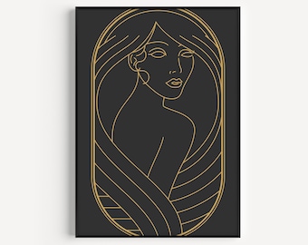 Impresión Art Déco, Impresión en Oro Negro, Arte Imprimible, Art Déco, Póster, Impresión de Arte Mural, Impresión Art Déco Negra, Impresión Artística, Art Déco Negro, Arte Mural