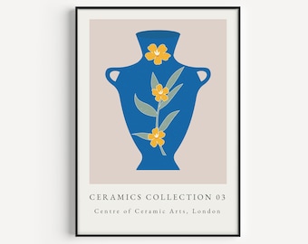 Blue Print, Vase Wall Art, Blue Art Print, Ceramic Wall Art, Blue Wall Art, Farmhouse Print, Printable Art, Boho Printable, Wall Art Print
