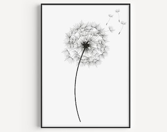 Printable Wall Art, Wall Art Prints, Dandelion Wall Art, Dandelion Print, Wall Art, Printables, Minimalist Prints, Scandinavian, Wall Art