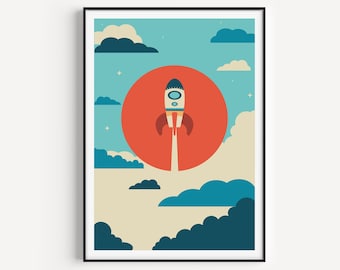 Arte de pared para guardería, imprimible para guardería, impresión espacial para guardería, imprimible espacial, guardería para niños, impresiones, impresión para guardería, arte para guardería, impresión de arte mural