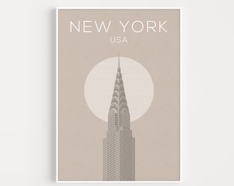 New York Print, New York Poster, Neutral Print, New York Printable, Beige Print, Printable Art, Printable, New York Wall Art, New York Gift