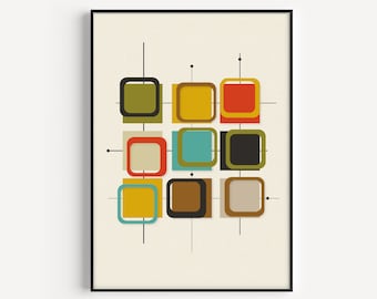 Mid Century Print, Printable Wall Art, Mid Century Modern, Retro, Printable Art, Instant Download, Printable, Mid Century, Wall Art Print