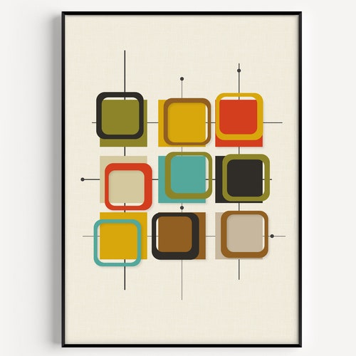 Mid Century Modern Kitchen Print Printable Wall Art Kitchen Etsy