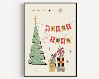 Christmas Tree Printable, Mid Century Modern Printable Wall Art, Mid Century Print, Christmas Tree, Instant Download, Printable, Mid Century