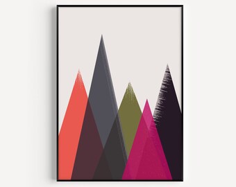 Arte imprimible, Impresión de arte mural, Descarga instantánea, Impresión de montaña, Escandinavo, Imprimible, Arte mural, Impresión minimalista, Impresión escandinava