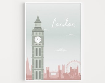 Impression de Londres, Londres imprimable, art imprimable, voyage imprimable, art de Londres, Londres affiche, impression d'art, imprimable, art mural Londres, Londres