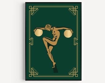 Impression Art Déco, Art Imprimable, Art Déco, Impression Or Vert, Art Déco, Impression murale, Impression Verte, Impression d’Art, Art Déco Vert, Art Mur Vert