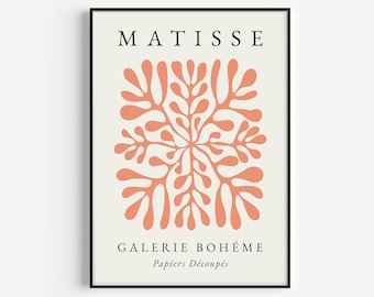 Arte mural imprimible, arte mural naranja, imprimible bohemio, impresión de arte mural, impresión naranja de Matisse, impresión de Henri Matisse, arte mural bohemio, arte Matisse