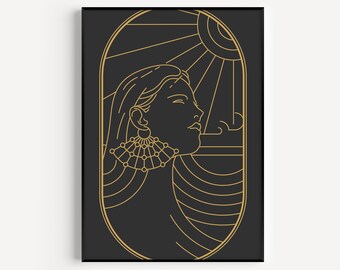 Impresión Art Déco, Art Déco en Oro Negro, Arte Imprimible, Arte Mural, Impresión en Negro, Art Déco, Impresión Artística, Negro, Impresiones, Impresión Artística, Arte Mural en Negro