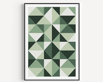 Printable, Geometric Print, Green Wall Art, Wall Art Print, Instant Download, Green Printable, Prints, Green Print, Triangle Print, Wall Art