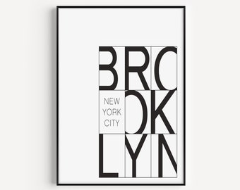 Printable Wall Art, New York Wall Art, Wall Art Prints, Brooklyn Print, Wall Art, Printable, Minimalist Print, Modern Art, Instant Download