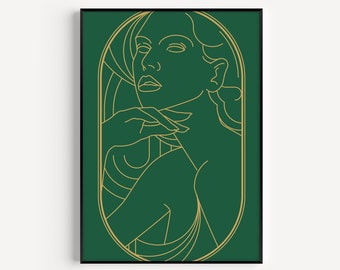 Art Deco Print, Printable Art, Green Art Deco, Art Deco Art Print, Green Print, Art Deco, Wall Art Print, Green Gold, Art Print, Wall Art