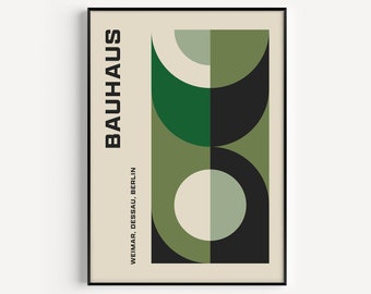 Groene afdrukbare, Bauhaus-print, groene muurkunst, afdrukken, cirkelprint, Wall Art Print, groen, Bauhaus-afdrukbare, groene print, boho kunst aan de muur