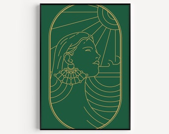 Art Deco Print, Green Art Deco, Printable Art, Wall Art, Green Print, Art Deco, Wall Art Print, Green, Prints, Art Print, Green Wall Art