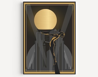 Impresión Art Déco, Arte Imprimible, Impresión Art Déco, Impresión en Oro Negro, Art Déco, Impresiones de Arte Mural, Impresión en Oro, Impresión Artística, Arte Dorado, Arte Mural