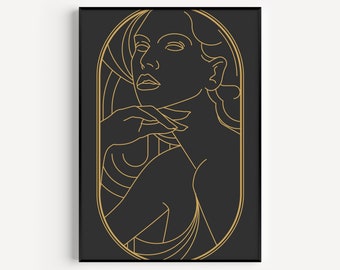 Impresión Art Déco, Arte Imprimible, Art Déco Negro, Impresión Art Déco, Impresión Negra, Art Déco, Impresión de Arte Mural, Oro Negro, Impresión Artística, Arte Mural