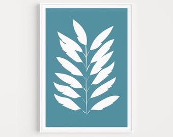 Printable Art, Blue Wall Art, Printables, Wall Art Print, Minimalist, Art Prints, Blue, Scandinavian Print, Leaves Print, Minimalist Print