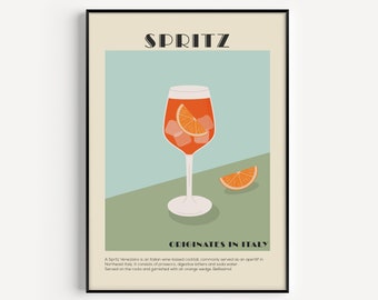 Impressão de cozinha, impressão de coquetel, impressão de álcool, arte de parede de cozinha, impressão de arte de parede, impressão de Spritz, presente para amigo, presente de coquetel, arte de cozinha