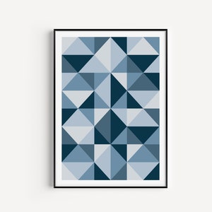 Blue Print, Triangle Print, Blue Wall Art, Blue Printable, Printable Wall Art, Printable, Blue, Art Print, Wall Art, Scandinavian Print