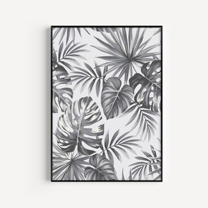 Grey Print, Grey Printable, Leaf Print, Grey Leaf Print, Grey Botanical Print, Grey Wall Art, Art Print, Wall Art Print, Grey, Printable