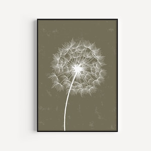 Green Print, Dandelion Print, Printable Wall Art, Green, Wall Art Print, Dandelion Wall Art, Wall Art, Printable, Flower Print, Green Art