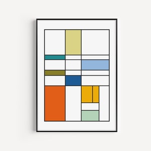 Mondrian, Wall Art, Mid Century, Wall Art Print, Printable Art, Retro Wall Art, Abstract Print, Mid Century Modern, Mondrian Printable