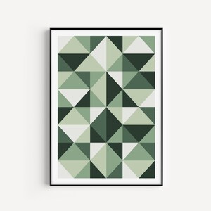 Printable, Geometric Print, Green Wall Art, Wall Art Print, Instant Download, Green Printable, Prints, Green Print, Triangle Print, Wall Art