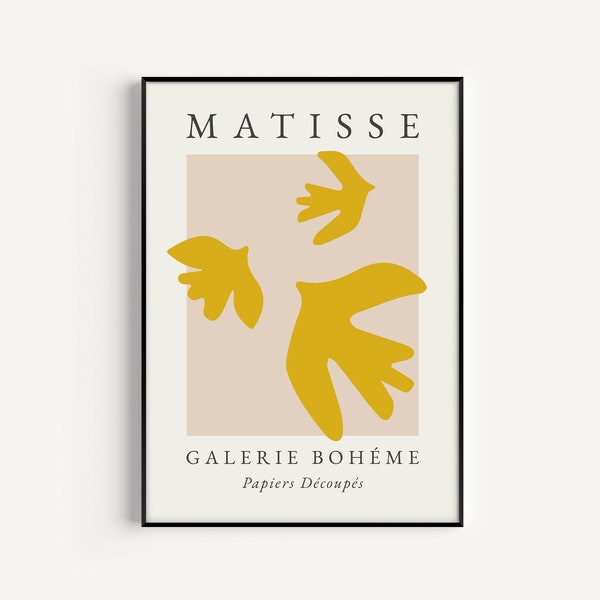 Yellow Print, Ochre Print, Matisse Print, Bird Print, Boho Wall Art, Henri Matisse, Yellow Matisse Print, Matisse Wall Art, Bird, Printable