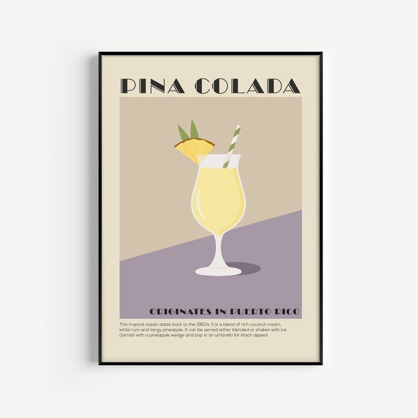 Pina Colada Print, Kitchen Print, Drinking Print, Cocktail Print, Gift For Friend, Kitchen Poster, Alcohol Print, Pina Colada, Cocktail Gift