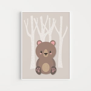 Nursery Wall Art, Nursery Printable, Minimalist Nursery, Woodland Nursery, Bear Wall Art, Modern Nursery, Scandinavian Nursery, Prints