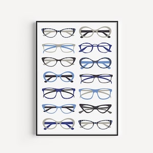 Wall Art Print, Blue Wall Art, Blue Print, Glasses Print, Printable Wall Art, Glasses Wall Art, Wall Art, Printables, Instant Download