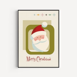 Santa Print, Christmas Printable, Santa Printable, Mid Century, Santa, Christmas, Mid Century Wall Art, Wall Art Print, Mid Century Modern