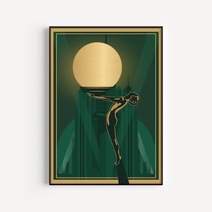 Art Deco Print, Printable Art, Art Deco, Green Gold Print, Art Deco, Wall Art Print, Green Print, Art Print, Green Art Deco, Green Wall Art