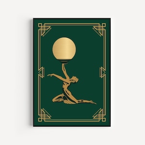 Art Deco Print, Green Art Deco, Art Deco Woman, Wall Art Print, Green Gold Print, Art Deco, Green Poster, Green Print, Art Print, Wall Art
