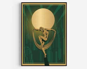 Art Deco Print, Green Art Deco, Art Deco Woman, Wall Art Print, Green Gold Print, Art Deco, Green Poster, Green Print, Art Print, Wall Art